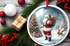 Melting Winter Scene with Santa Round Ornament Sublimation Product Image 2