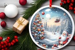 Melting Winter Scene with Santa Round Ornament Sublimation Product Image 2