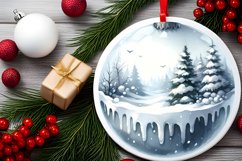 Winter Scene with Forest Round Christmas Ornament Product Image 2