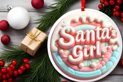 Santa's Girl Round Ornament Sublimation PNG Product Image 2
