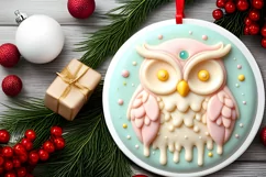 Owl Round Ornament Sublimation PNG Product Image 2