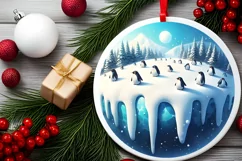 Round Christmas Ornament Sublimation|Clipart Product Image 2