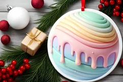 Winter Round Ornament Sublimation PNG Product Image 2