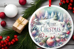 Round Christmass Ornament Sublimation|Clipart Product Image 2