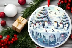 Round Christmas Ornament Sublimation|Clipart Product Image 2