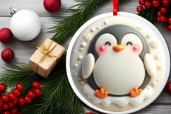 Round Christmas Ornament Sublimation|Clipart Product Image 2