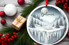 Round Christmass Ornament Sublimation|Clipart Product Image 2