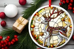 Christmas Round Reindeer Ornament Sublimation Product Image 1
