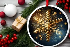 Snow Flake Christmas Round Cute Ornament Sublimation Product Image 1