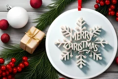 Snow Flake Christmas Round Cute Ornament Sublimation Product Image 1