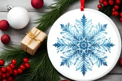 Snow Flake Christmas Round Cute Ornament Sublimation Product Image 2