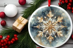 Snow Flake Christmas Round Cute Ornament Sublimation Product Image 1