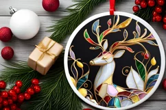 Christmas Round Cute Reindeer Ornament Sublimation PNG Product Image 1