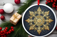 Snow Flake Christmas Round Cute Ornament Sublimation Product Image 2