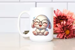 Easter Bunny With Glasses Flower, Clipart |T-shirt, Mug PNG Product Image 3