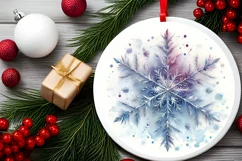 Snow Flake Christmas Round Cute Ornament Sublimation Product Image 1