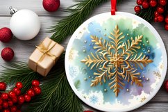 Snow Flake Christmas Round Cute Ornament Sublimation Product Image 1