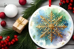 Snow Flake Christmas Round Cute Ornament Sublimation Product Image 1