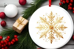 Snow Flake Christmas Round Cute Ornament Sublimation Product Image 1