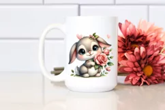 Bunny Rose Flower Heart, Clipart |T-shirt, Mug PNG Product Image 2