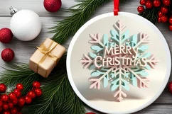 Snow Flake Christmas Round Cute Ornament Sublimation Product Image 1
