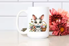 Cute Easter Bunny Egg Flower, Clipart |T-shirt, Mug PNG Product Image 3
