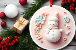 Christmas Round Cute Snowman Ornament Sublimation Product Image 1
