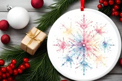 Snow Flake Christmas Round Cute Ornament Sublimation Product Image 1