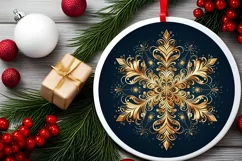 Snow Flake Christmas Round Cute Ornament Sublimation Product Image 1