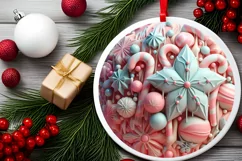 3D Christmas Round PNG Ornament Sublimation Product Image 1