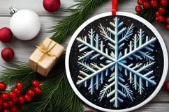 Snow Flake Christmas Round Cute Ornament Sublimation Product Image 1