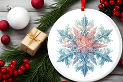 Snow Flake Christmas Round Cute Ornament Sublimation Product Image 1