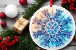 Snow Flake Christmas Round Cute Ornament Sublimation Product Image 1