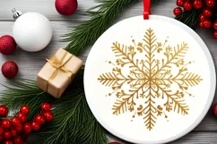 Snow Flake Christmas Round Cute Ornament Sublimation Product Image 1