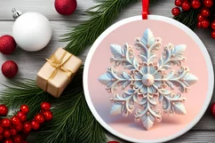Snow Flake Christmas Round Cute Ornament Sublimation Product Image 1
