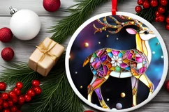 Christmas Round Cute Reindeer Ornament Sublimation Product Image 1