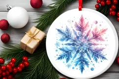 Snow Flake Christmas Round Cute Ornament Sublimation Product Image 2