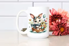 Easter Bunny Egg Flower, Clipart |T-shirt, Mug PNG Product Image 3