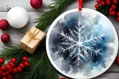 Snow Flake Christmas Round Cute Ornament Sublimation Product Image 2
