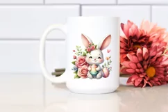 Easter Bunny Egg Flower, Clipart |T-shirt, Mug PNG Product Image 1