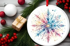 Snow Flake Christmas Round Cute Ornament Sublimation Product Image 1