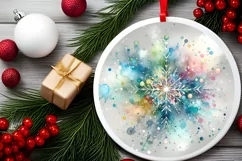 Snow Flake Christmas Round Cute Ornament Sublimation Product Image 2