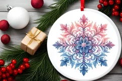 Snow Flake Christmas Round Cute Ornament Sublimation Product Image 2