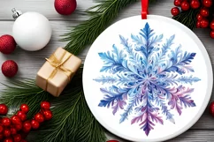Snow Flake Christmas Round Cute Ornament Sublimation Product Image 1