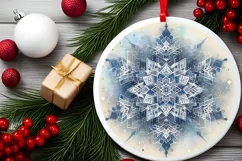Snow Flake Christmas Round Cute Ornament Sublimation Product Image 2