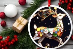 Christmas Round Reindeer Ornament Sublimation Product Image 1
