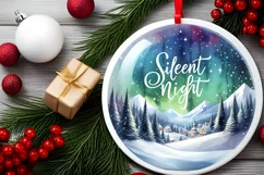 Silent Night Christmas Round Cute Ornament Sublimation Product Image 1