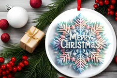 Snow Flake Christmas Round Cute Ornament Sublimation Product Image 1