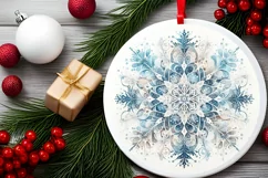 Snow Flake Christmas Round Cute Ornament Sublimation Product Image 1