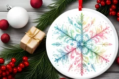 Snow Flake Christmas Round Cute Ornament Sublimation Product Image 1
